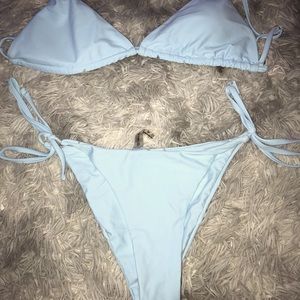 Light Blue bathing suit with cheeky bottoms